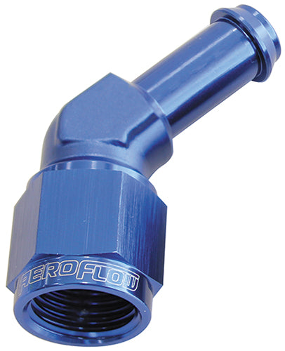 45 Deg AN Female to Hose Barb Aeroflow