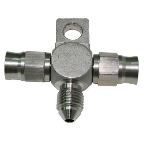 Stainless Steel AN Tee Block With Bolt Mount Aeroflow